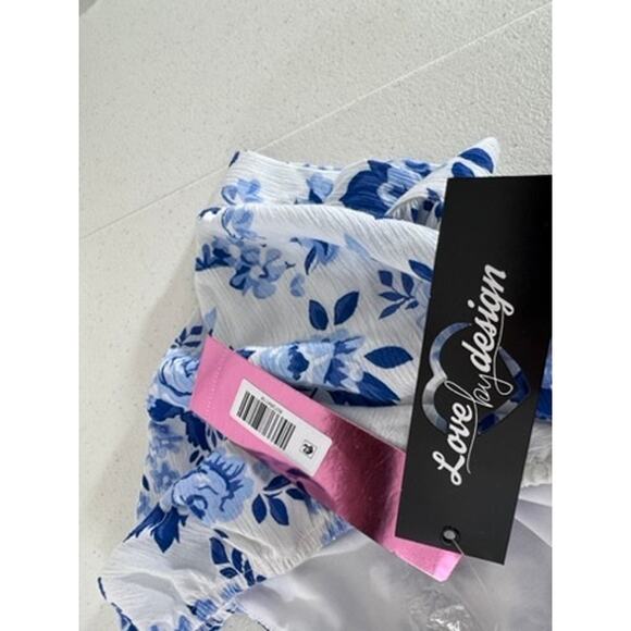 NWT!!"Love By Design"ONLY TOP,Puff Sleeve,Cottage,Floral,Puff Sleeves,Blue Roses - Picture 8 of 8